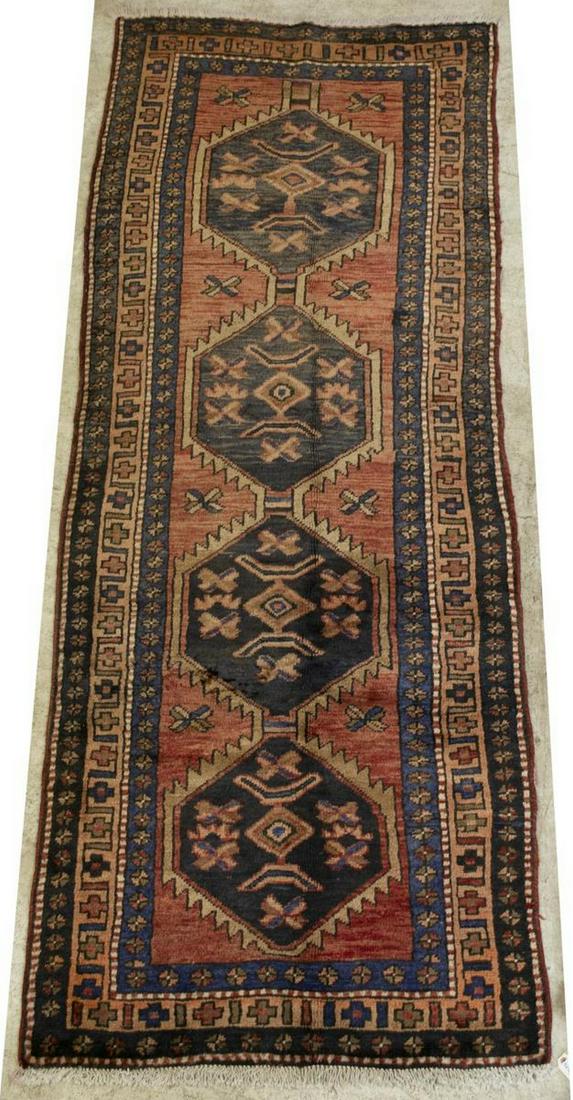 HAND-TIED PERSIAN SERAPI RUNNER, 8'10" X 3'4": Hand-tied Persian Serapi runner, approx 8'10"l, 3'4"w Start Price: $150.00
