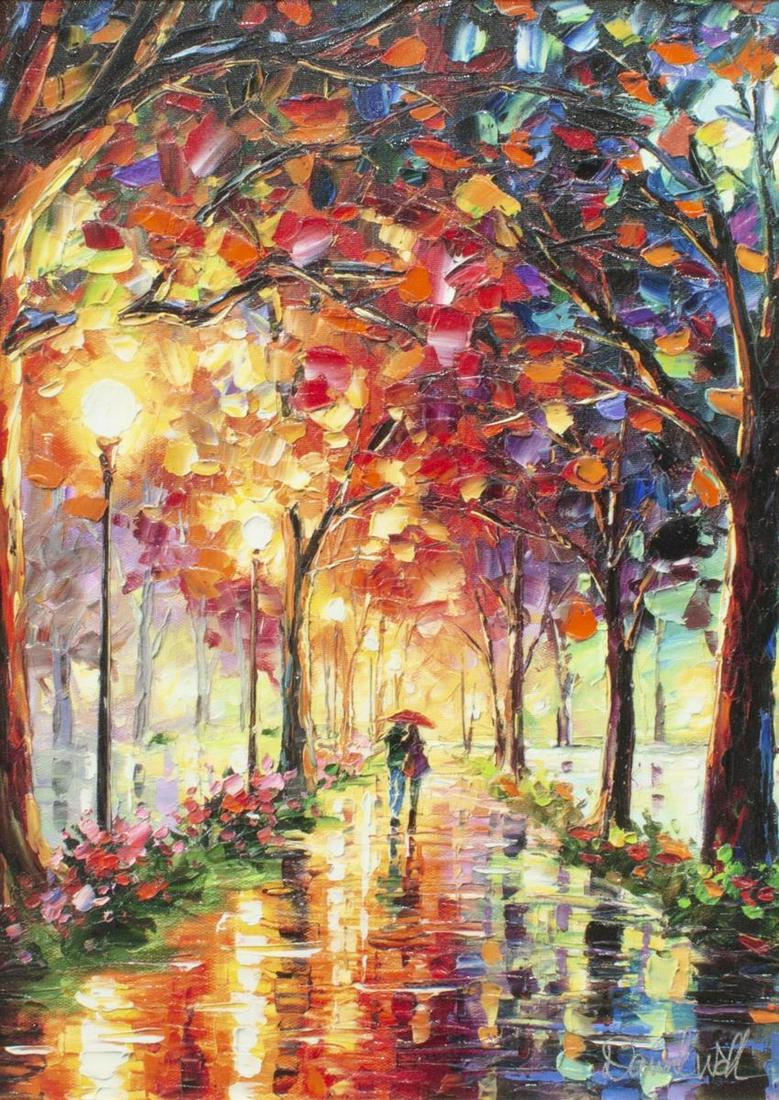 DANIEL WALL (B.1965) 'BE WITH YOU' GICLEE: Framed embellished giclee on canvas, "Be With You," signed lower right Daniel Wall (b.1965), sight: approx 19.5"h, 13.5"w, overall: approx 32"h, 26"w, 10lbs Start Price: $300.00