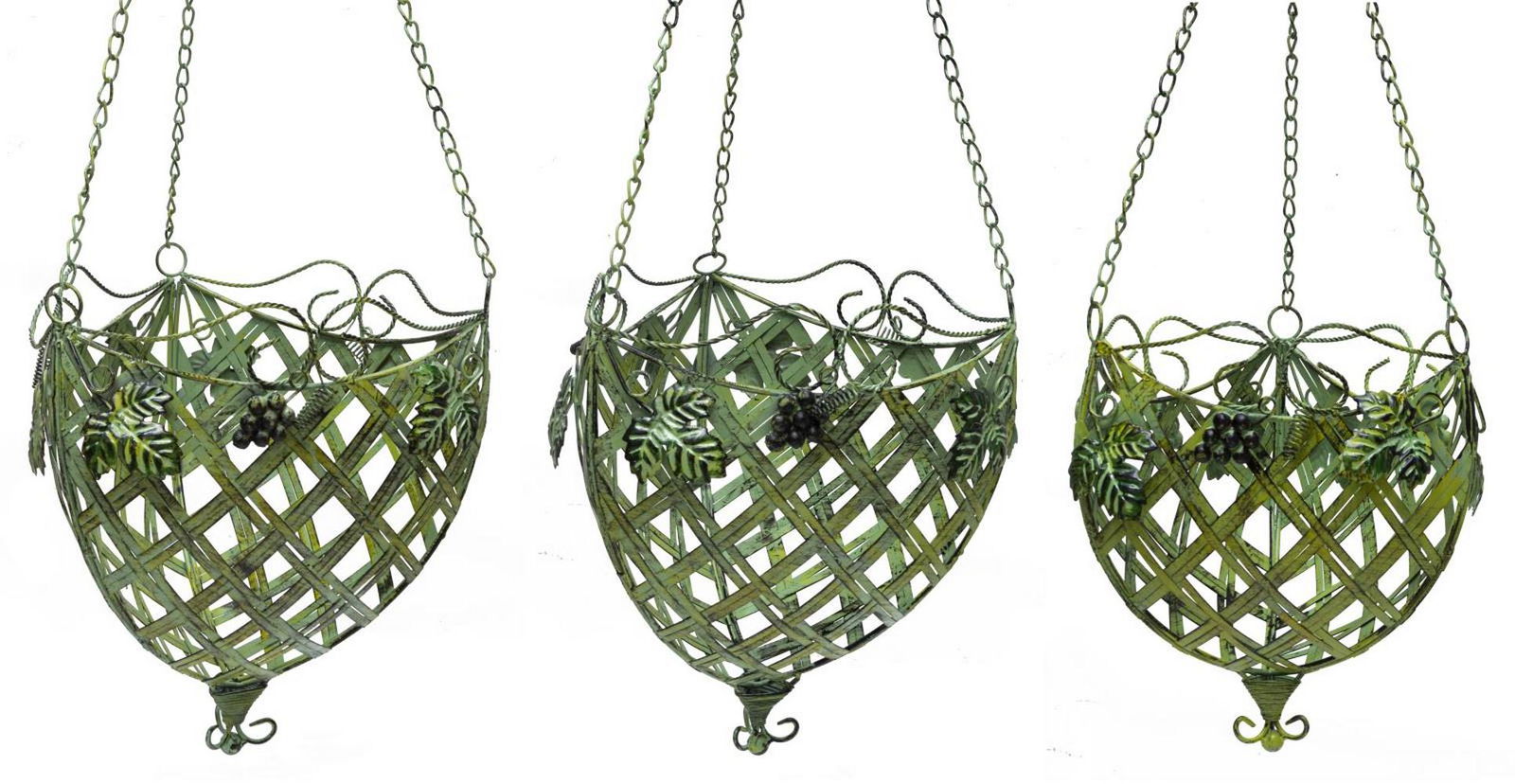 (3) GREEN METAL HANGING FRUIT BASKETS Mar 14, 2020 Austin Auction