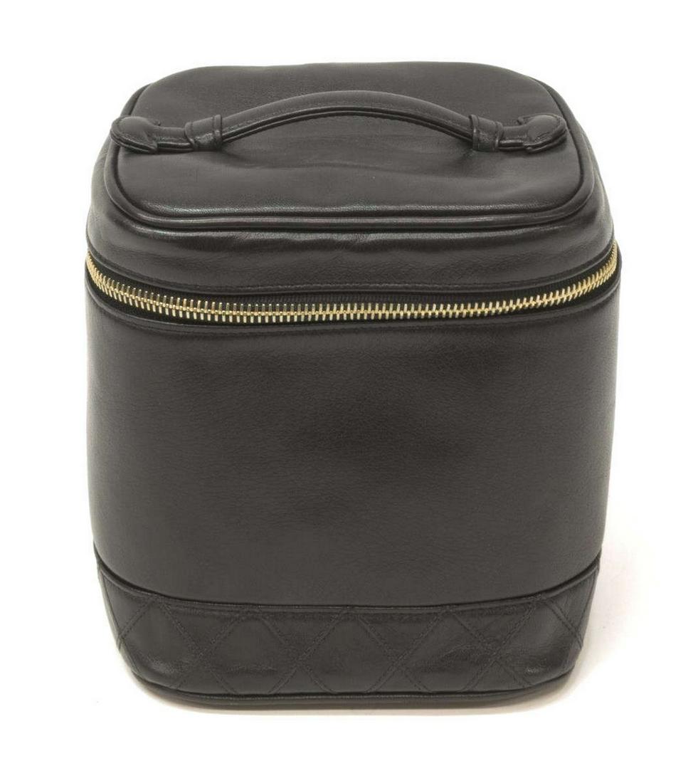 CHANEL BLACK QUILTED LEATHER COSMETIC POUCH (1 of 4)