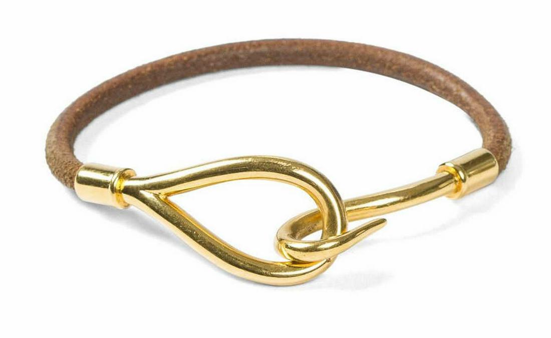 HERMES 'JUMBO' BROWN LEATHER BRACELET (1 of 2)