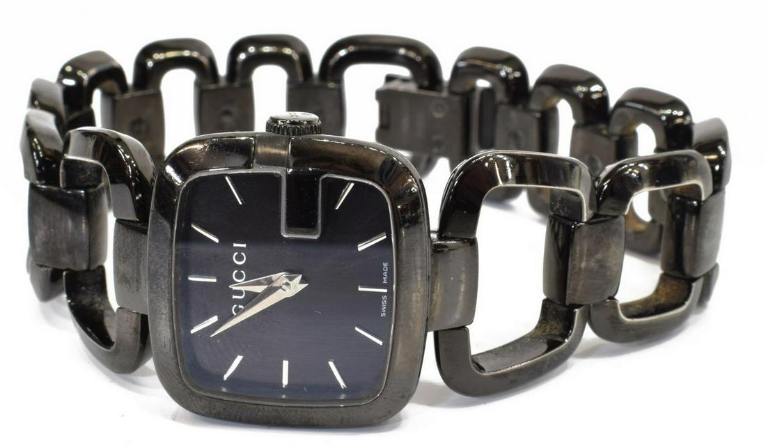 GUCCI 'G-GUCCI' BLACK STEEL WRISTWATCH (1 of 7)