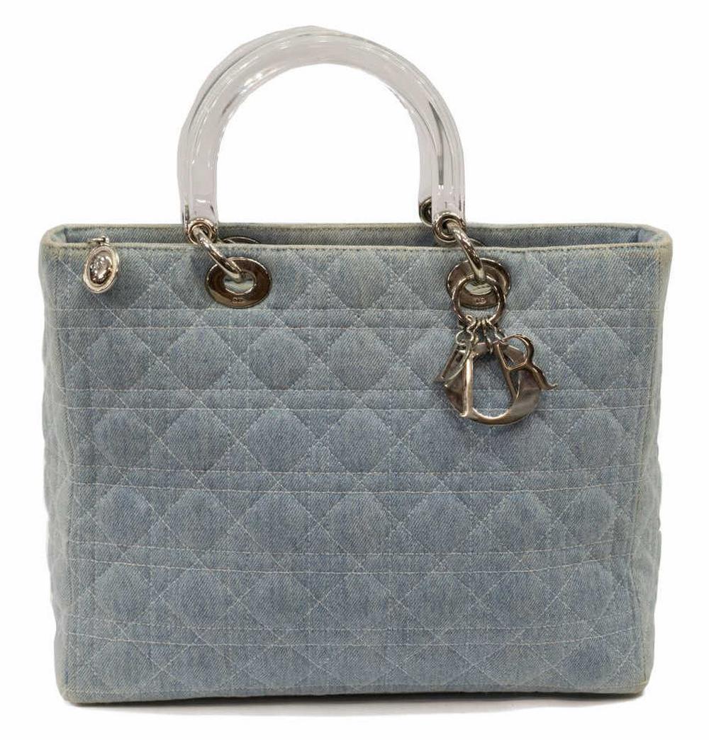 DIOR 'LADY GM' LIGHT BLUE DENIM CANNAGE HANDBAG (1 of 4)