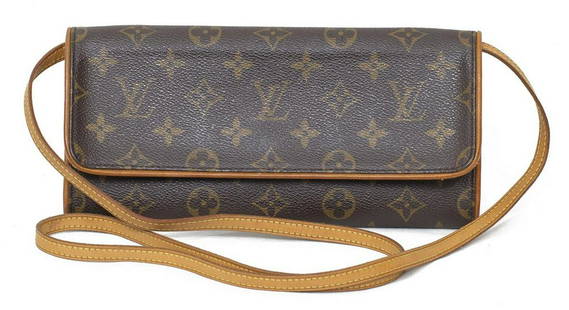 Louis Vuitton Brown Monogram Pochette Twin GM Leather Cloth ref