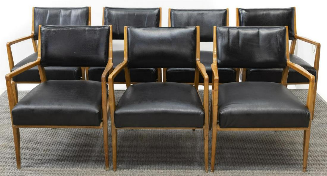 (7) MID-CENTURY MODERN BLACK VINYL DINING CHAIRS (1 of 2)