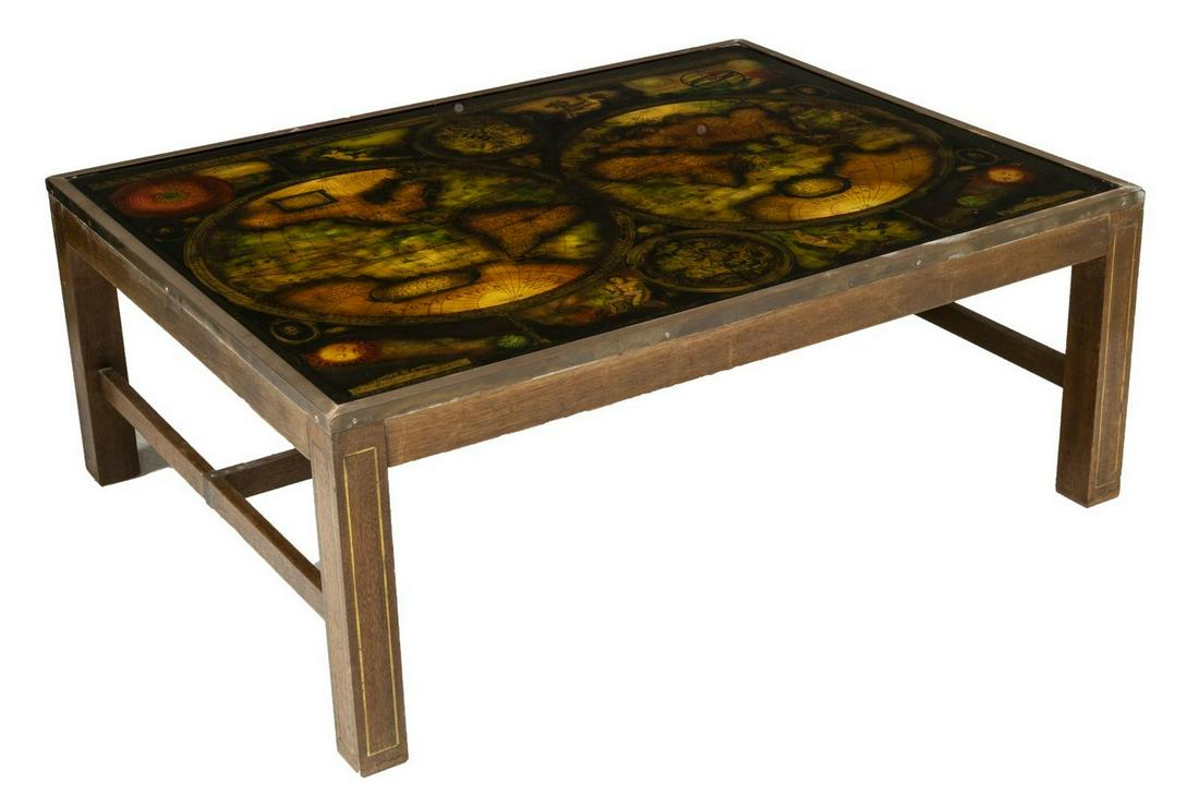 ANCIENT WORLD MAP GLASS-TOP COFFEE TABLE (1 of 3)