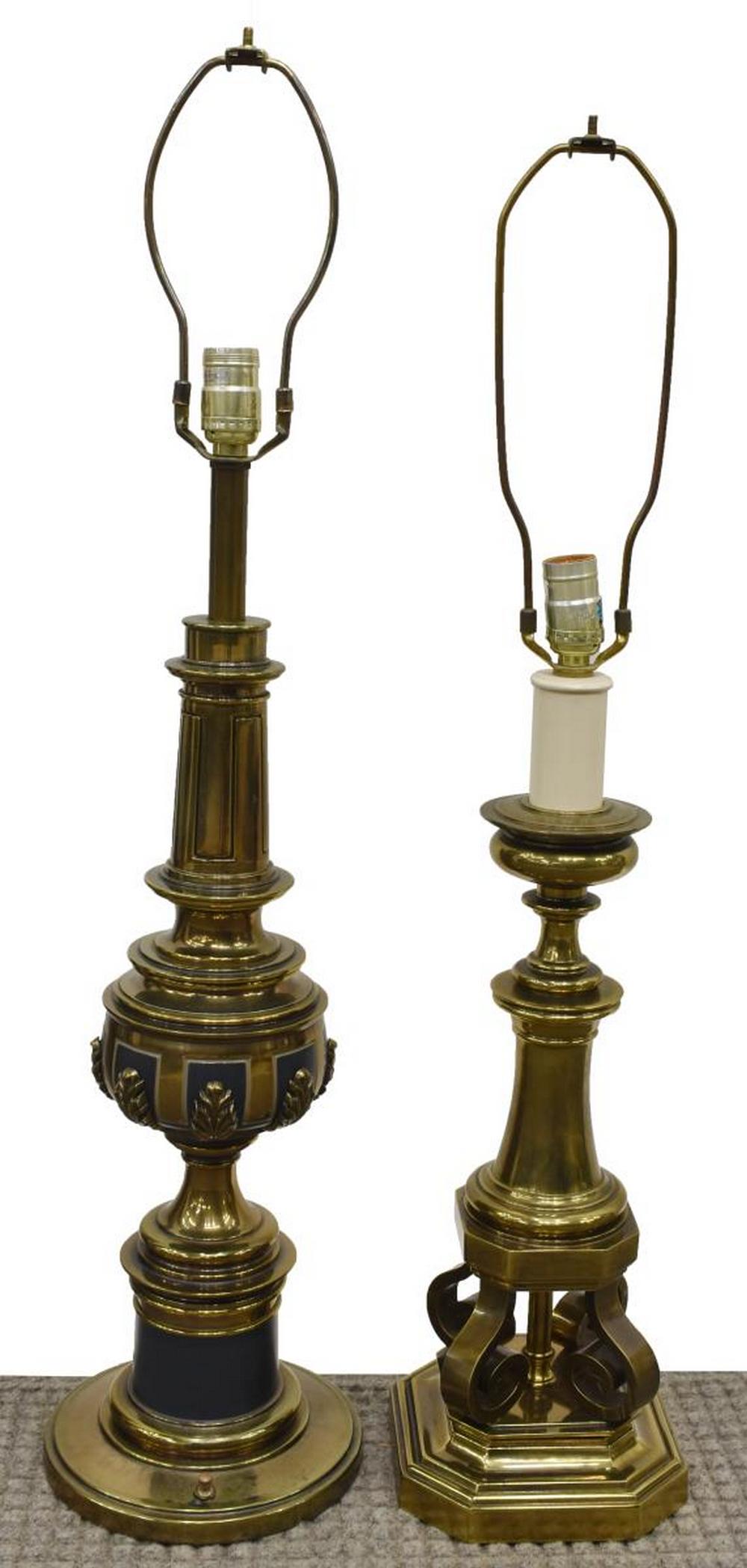 (2)MID-CENTURY STIFFEL BRASS TABLE LAMPS W/ SHADES (1 of 3)