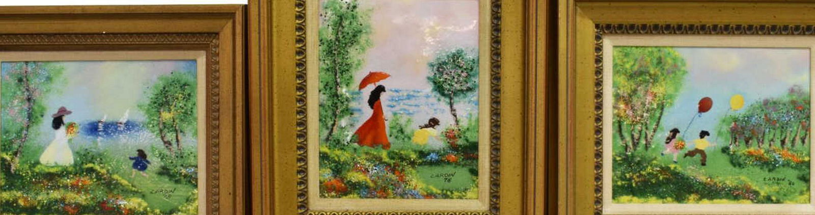 (3) LOUIS CARDIN (B.1931) ENAMEL ON COPPER PLAQUES (1 of 4)