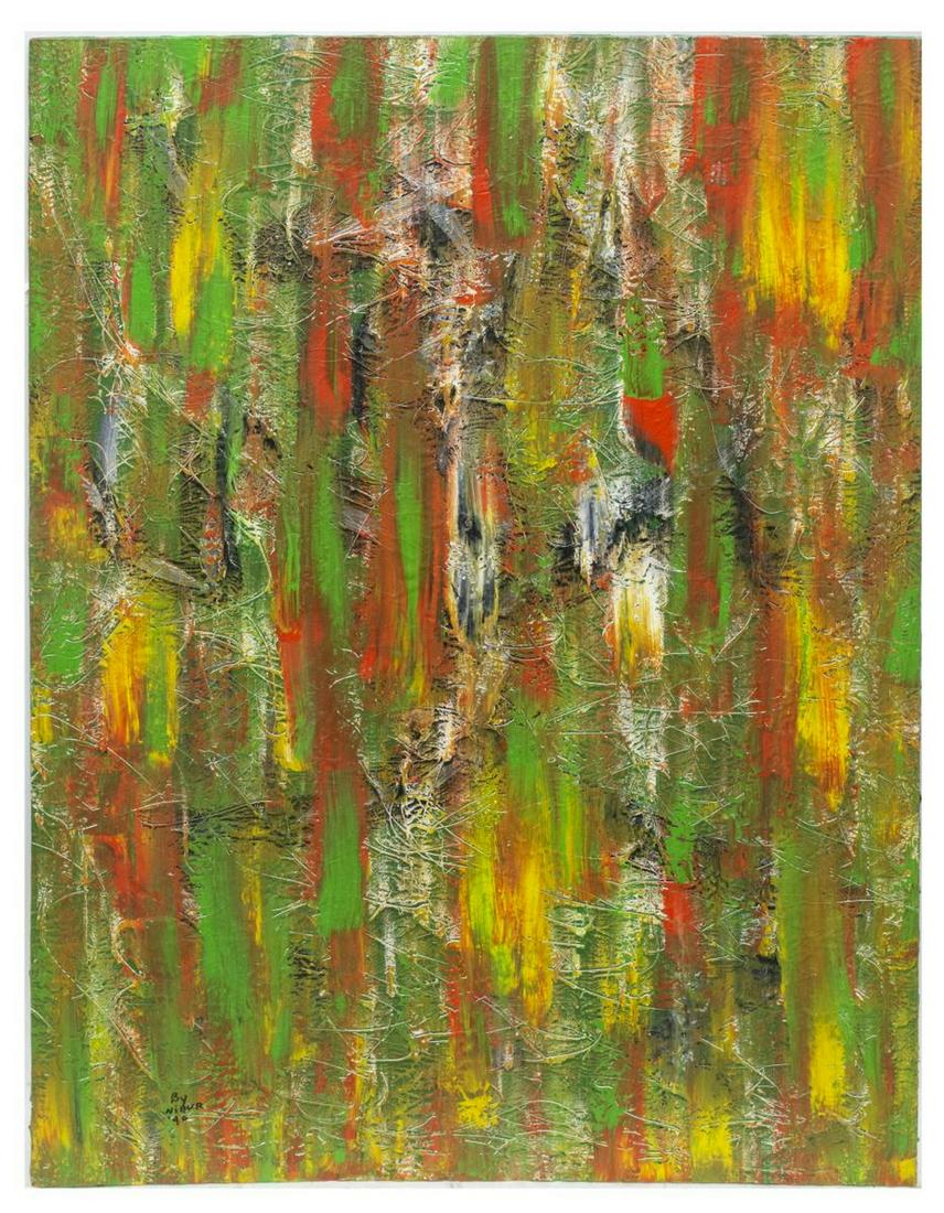 ABSTRACT EXPRESSIONIST ACRYLIC PAINTING ON PANEL (1 of 3)