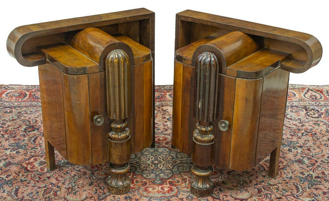 (2) ITALIAN ART DECO WALNUT BEDSIDE CABINETS (1 of 5)