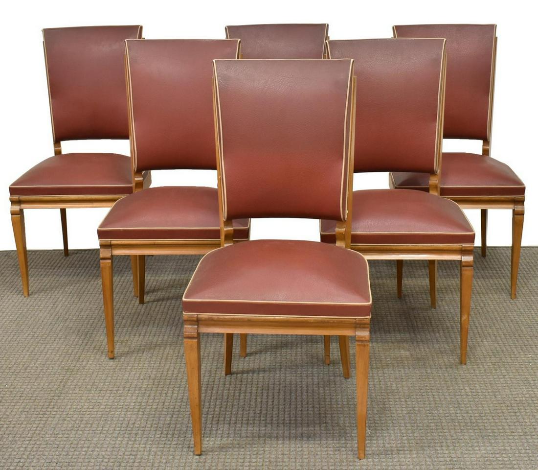 (6) FRENCH ART DECO UPHOLSTERED BEECH SIDE CHAIRS (1 of 2)