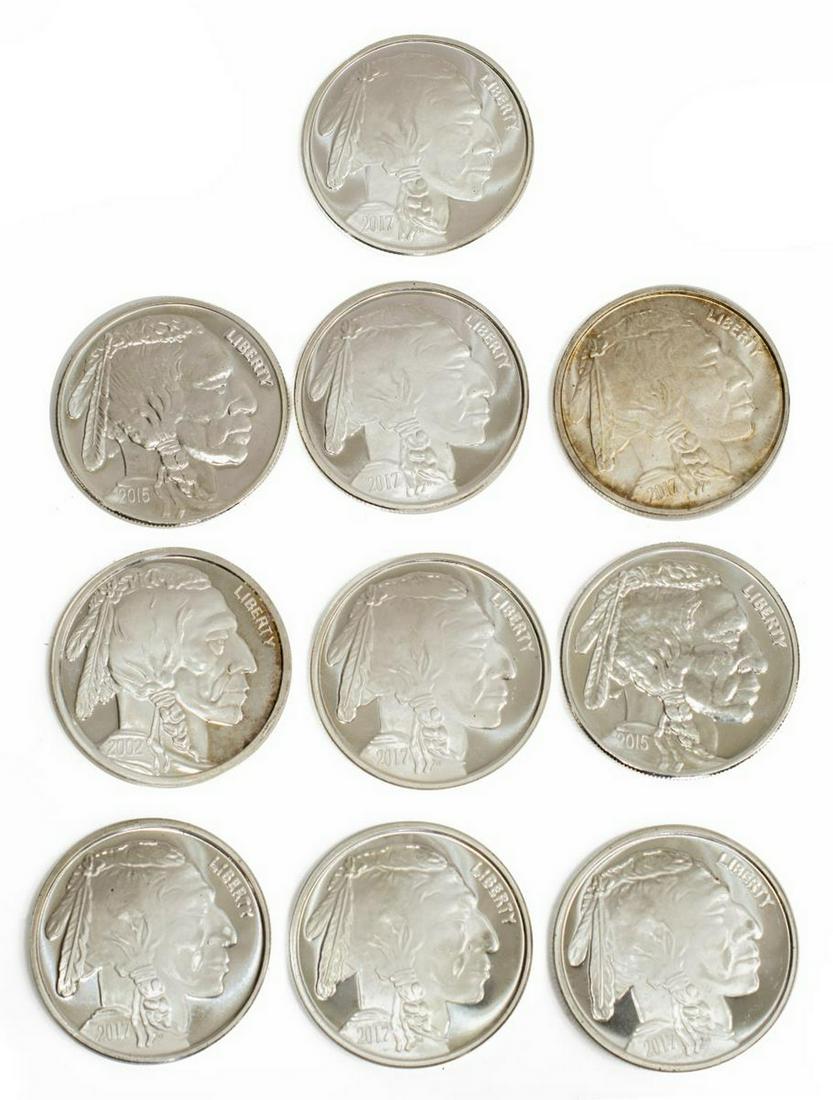 (10) BUFFALO NICKELS SILVER BULLION, 10 OZT (1 of 2)