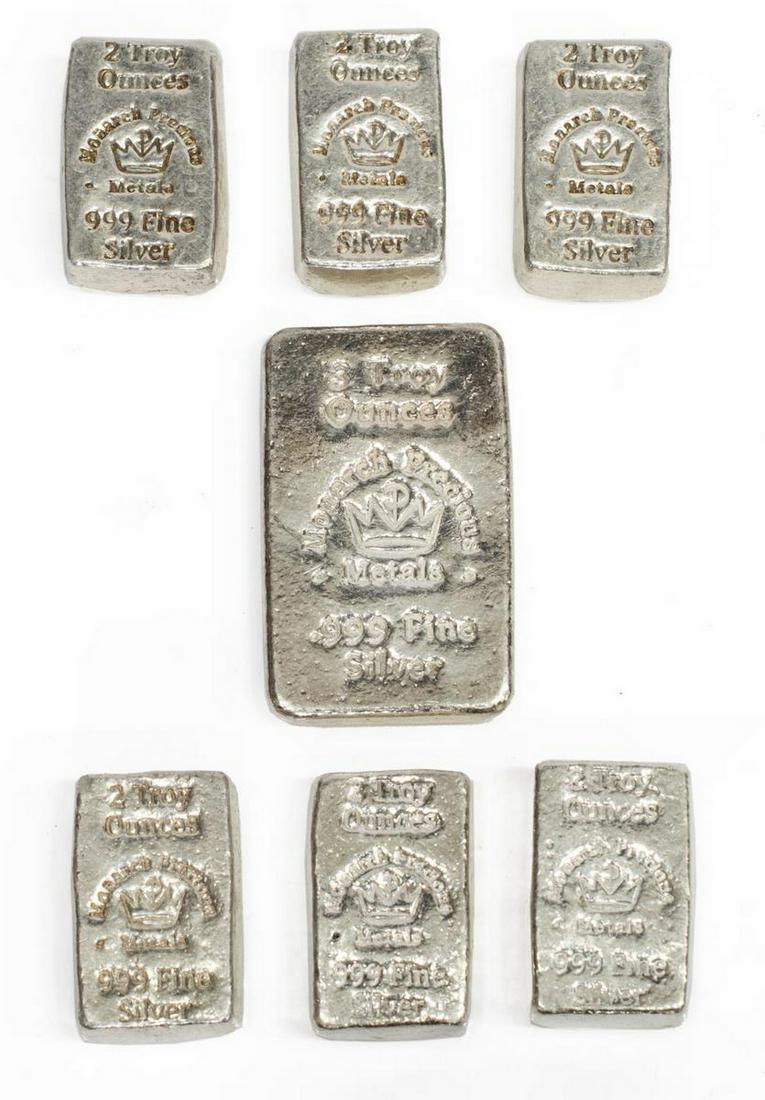 (7) MONARCH PRECIOUS METAL SILVER BARS, 15 OZT (1 of 2)