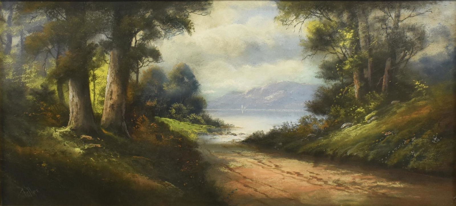 PASTEL HUDSON RIVER LANDSCAPE SIGNED PHILLIPS (1 of 4)