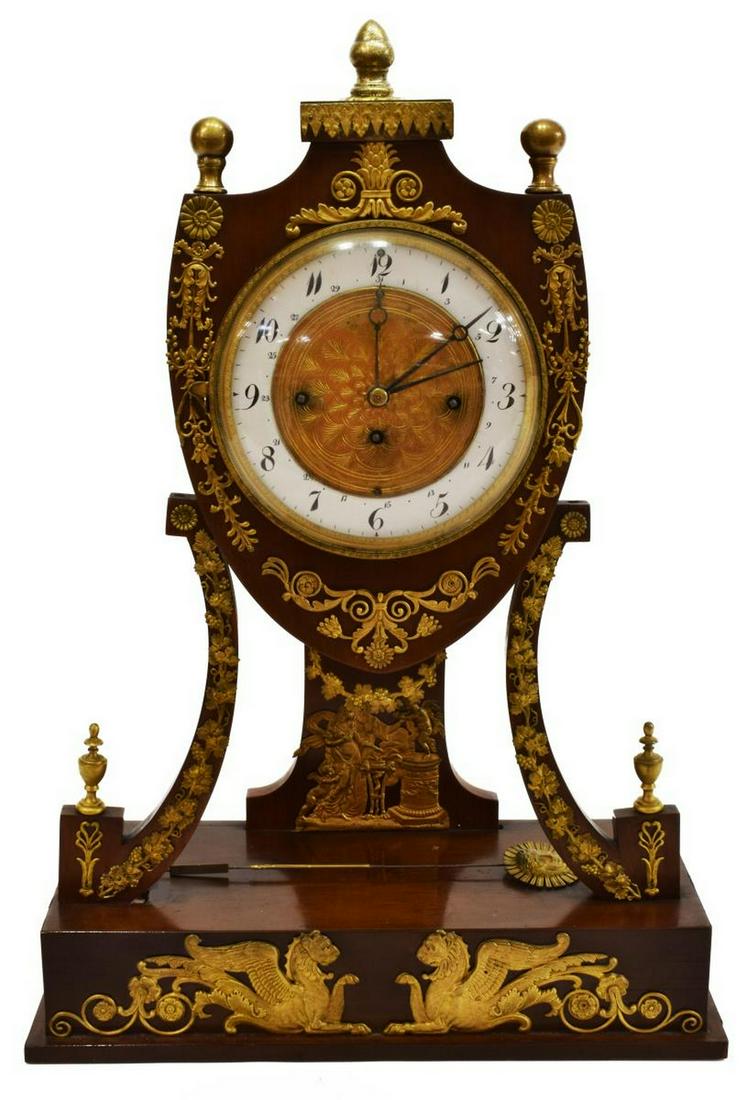 SWEDISH EMPIRE SHIELD-FORM CALENDAR CLOCK (1 of 5)