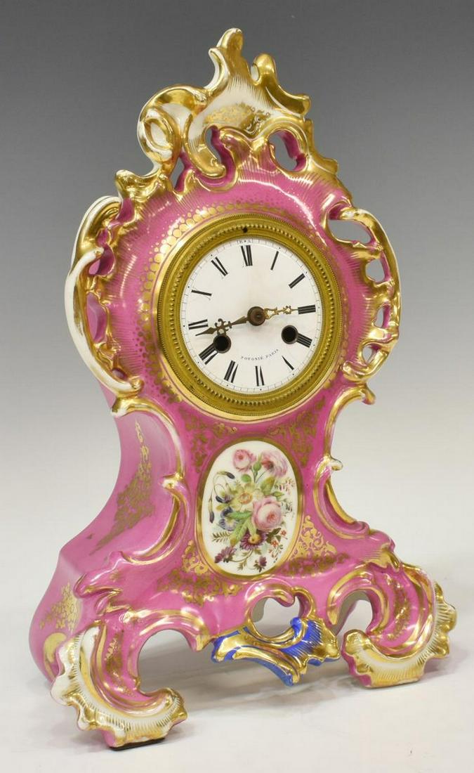 FRENCH LOUIS XV STYLE PORCELAIN MANTEL CLOCK (1 of 3)