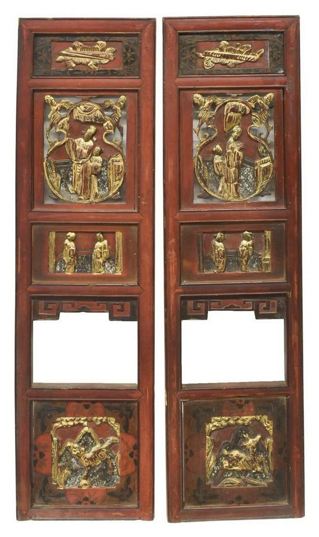 (2) CHINESE GILT & LACQUERED ARCHITECTURAL PANELS (1 of 2)
