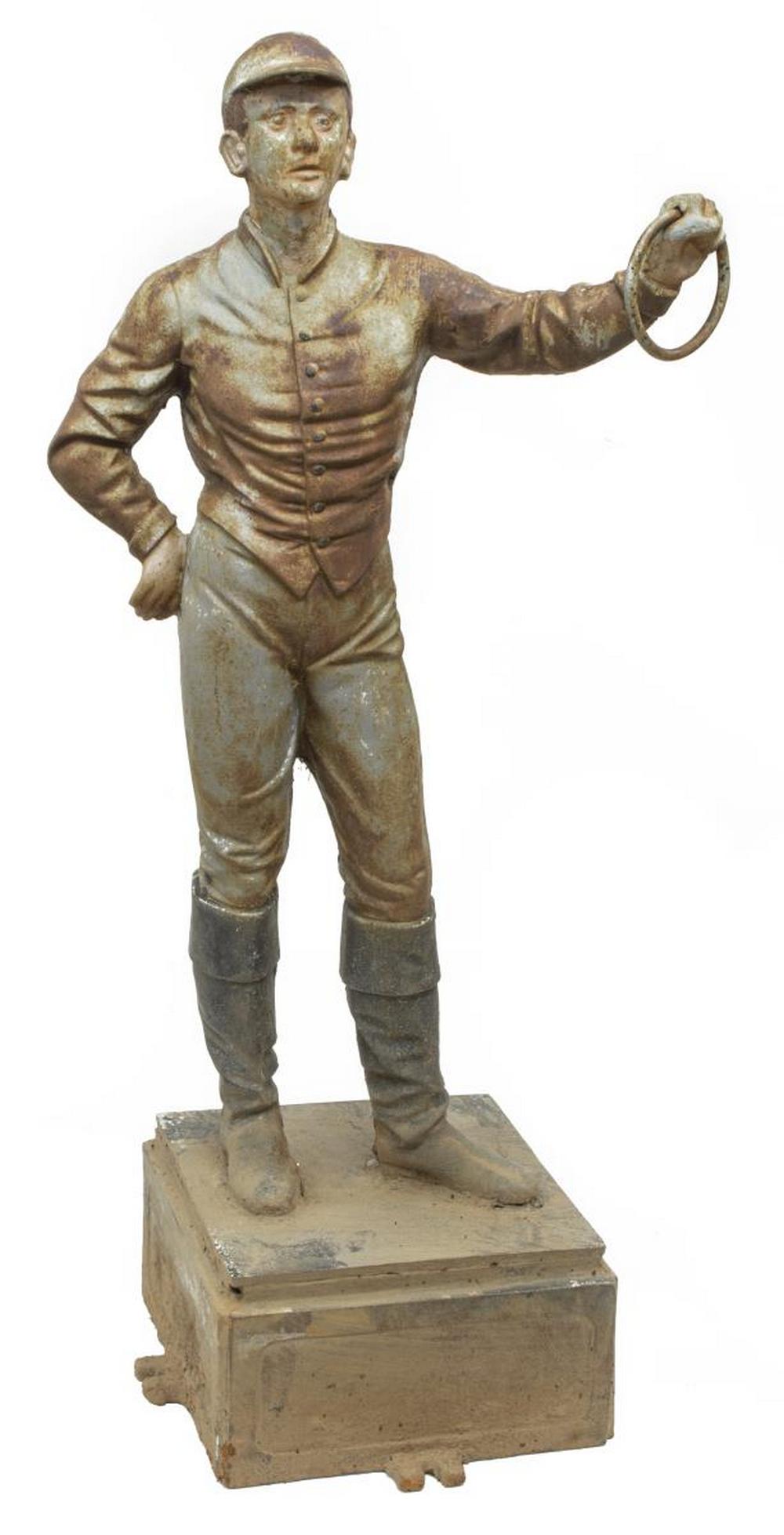 AMERICAN PAINTED CAST IRON LAWN JOCKEY, 48"h (1 of 4)