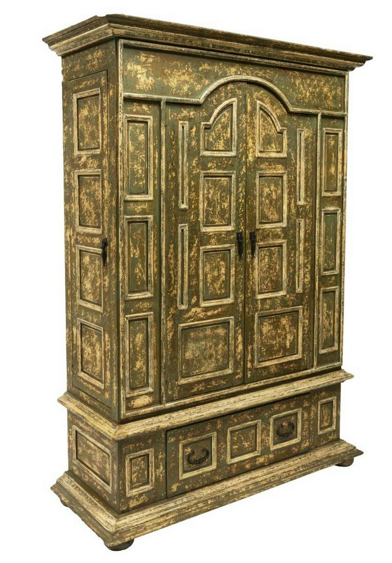 LARGE RUSTIC PANELED DISTRESSED ARMOIRE CABINET (1 of 4)