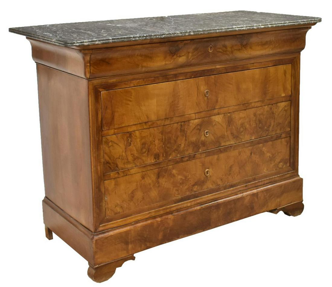 FRENCH CHARLES X MARBLE-TOP FIGURED COMMODE (1 of 5)