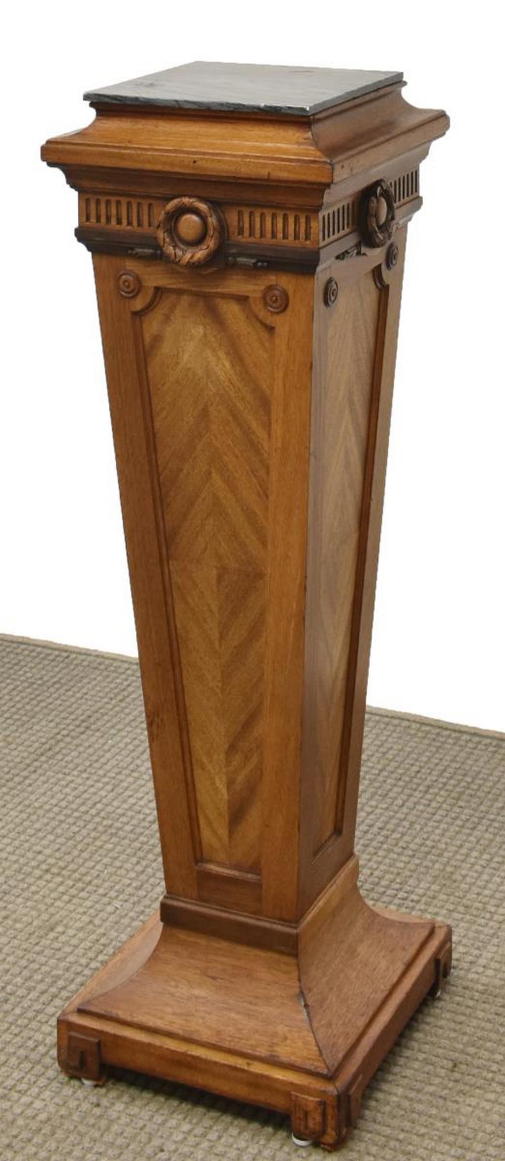 FRENCH LOUIS XVI STYLE CARVED WALNUT PEDESTAL (1 of 4)