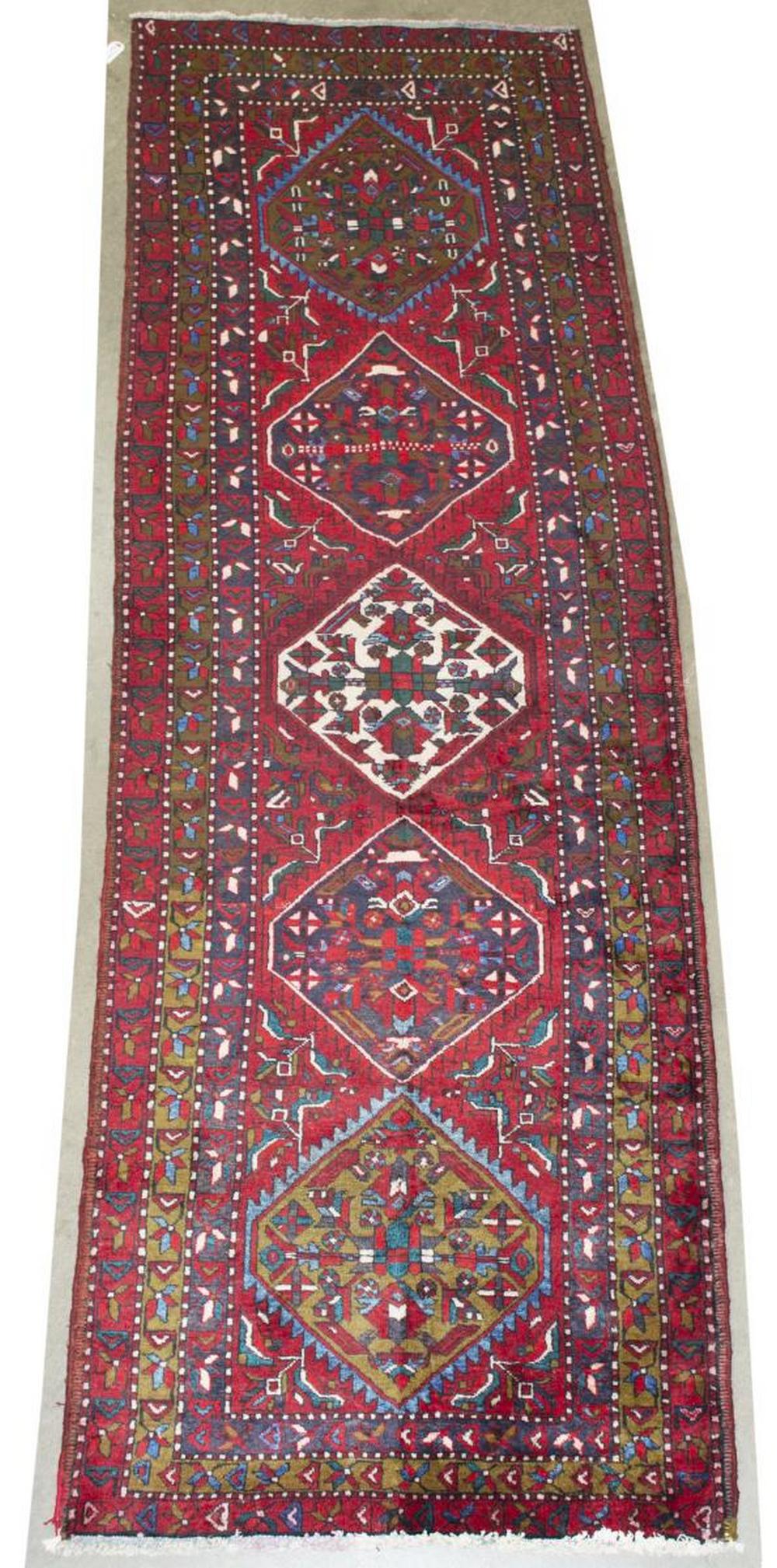 HAND-TIED PERSIAN BIJAR RUNNER, 10'10" X 3'7" (1 of 3)