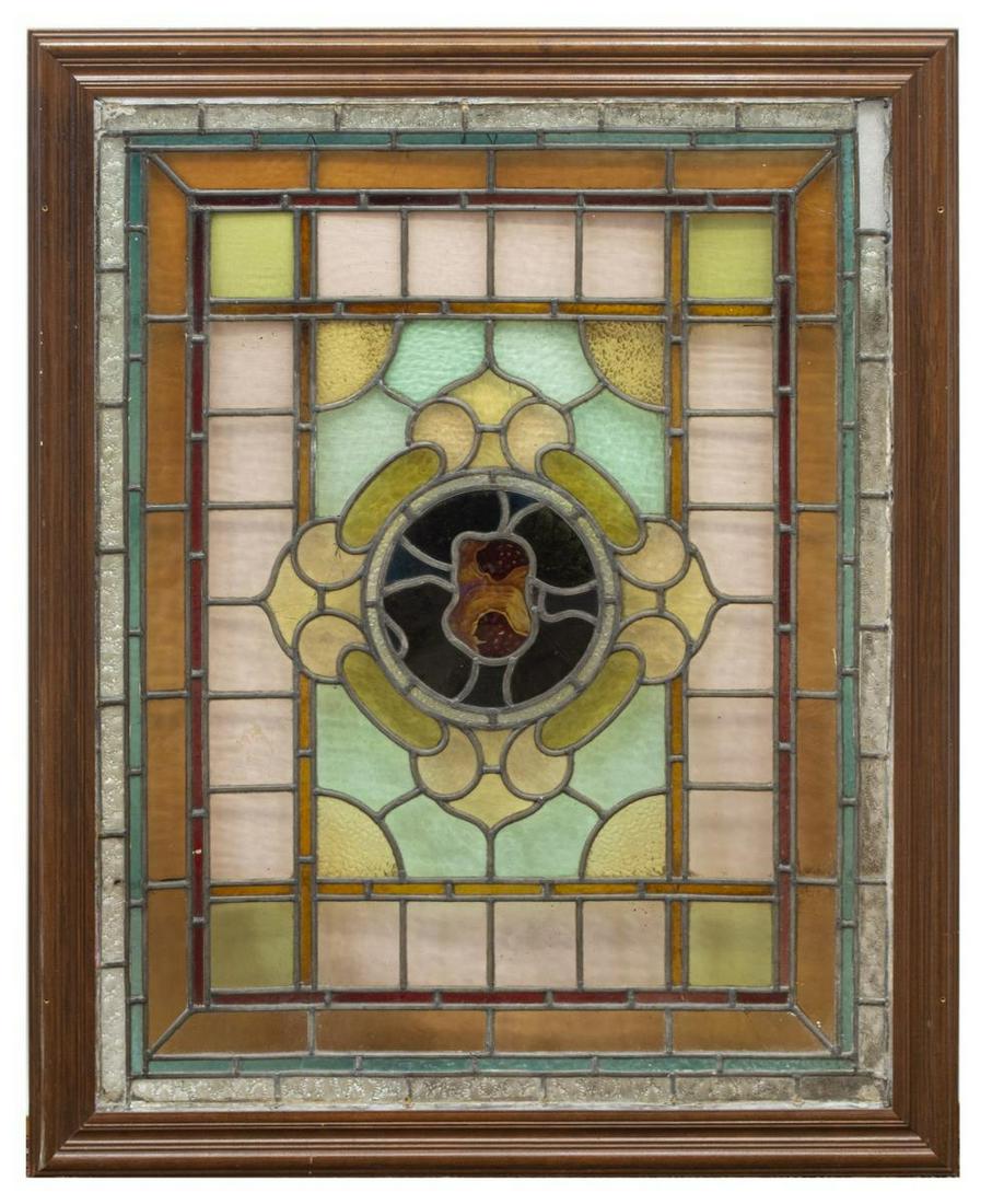 STAINED & LEADED GLASS WINDOW POMEGRANATES (1 of 2)