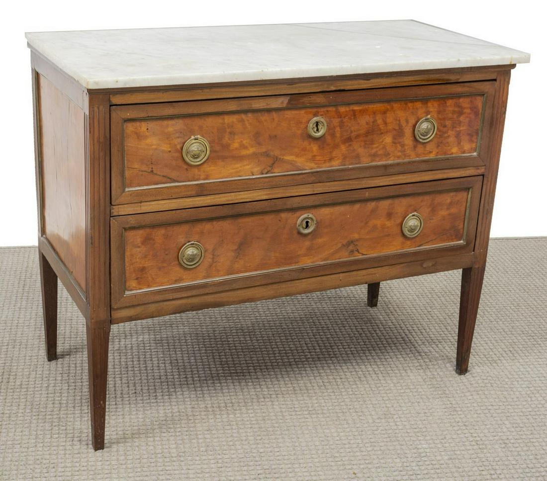 FRENCH LOUIS XVI PERIOD MARBLE-TOP WALNUT COMMODE (1 of 4)