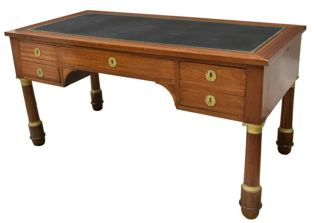 FRENCH EMPIRE STYLE LEATHER-TOP MAHOGANY DESK (1 of 5)