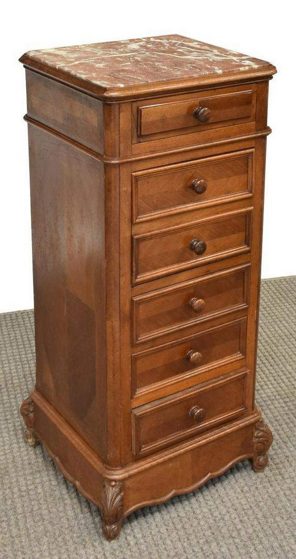 FRENCH LOUIS XV STYLE WALNUT BEDSIDE CABINET (1 of 4)