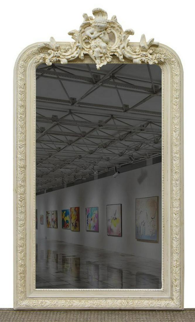 FRENCH LOUIS XV STYLE WHITE PAINTED MIRROR (1 of 3)