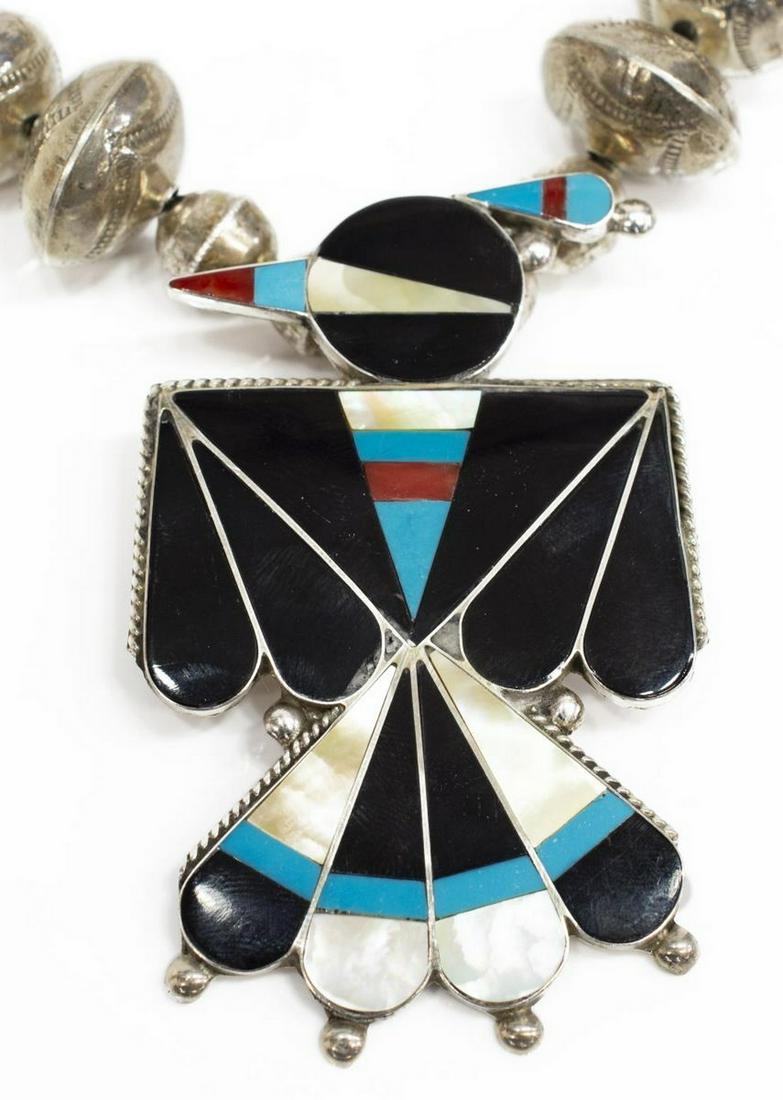 ZUNI INLAID THUNDERBIRD PENDANT NECKLACE (1 of 5)