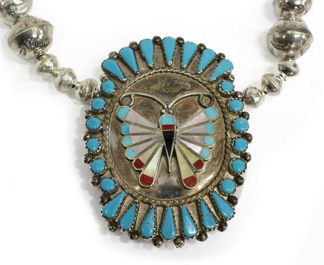 NATIVE AMERICAN ZUNI INLAID BUTTERFLY NECKLACE (1 of 6)