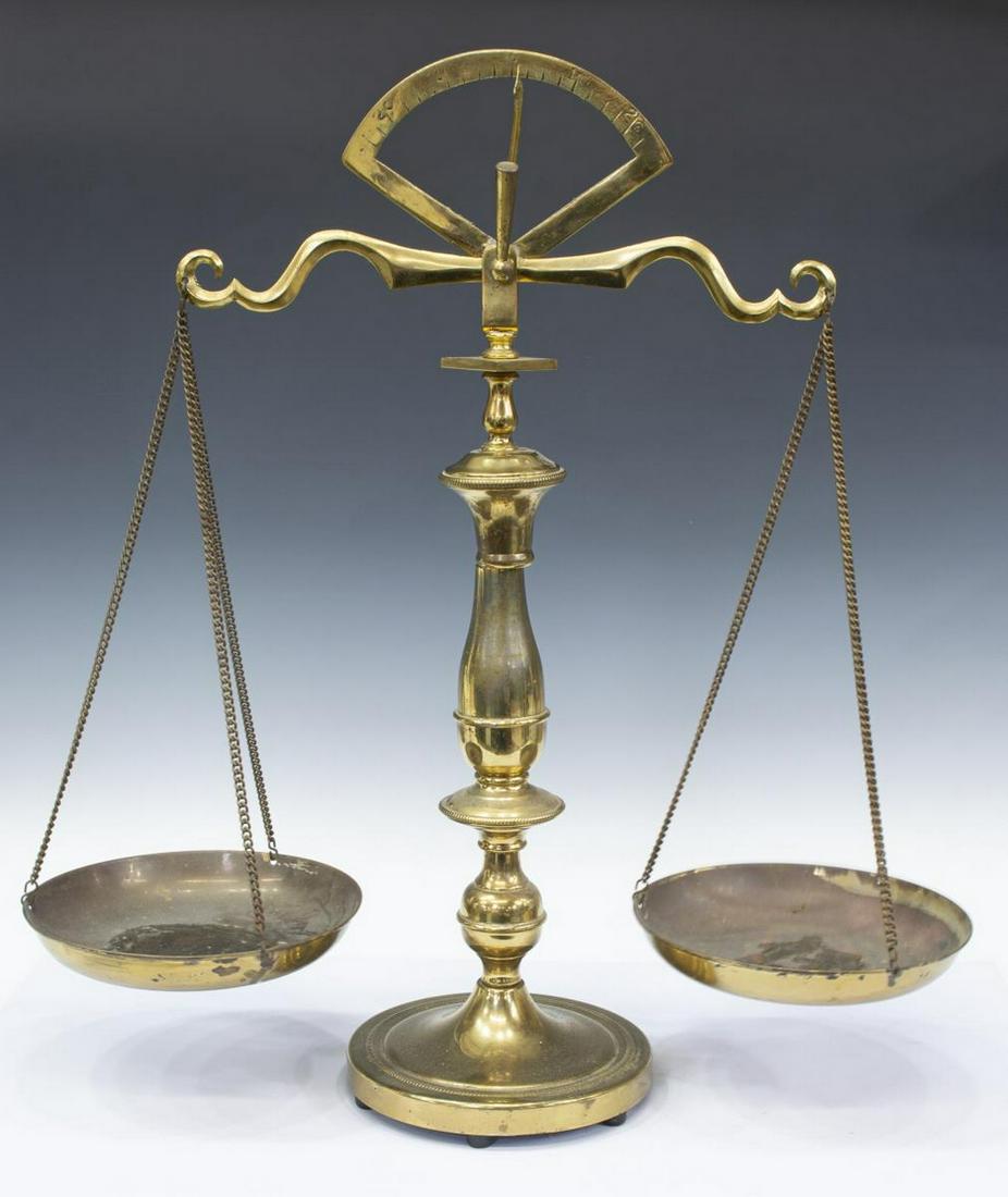 LARGE BRASS BALANCE SCALES (1 of 2)