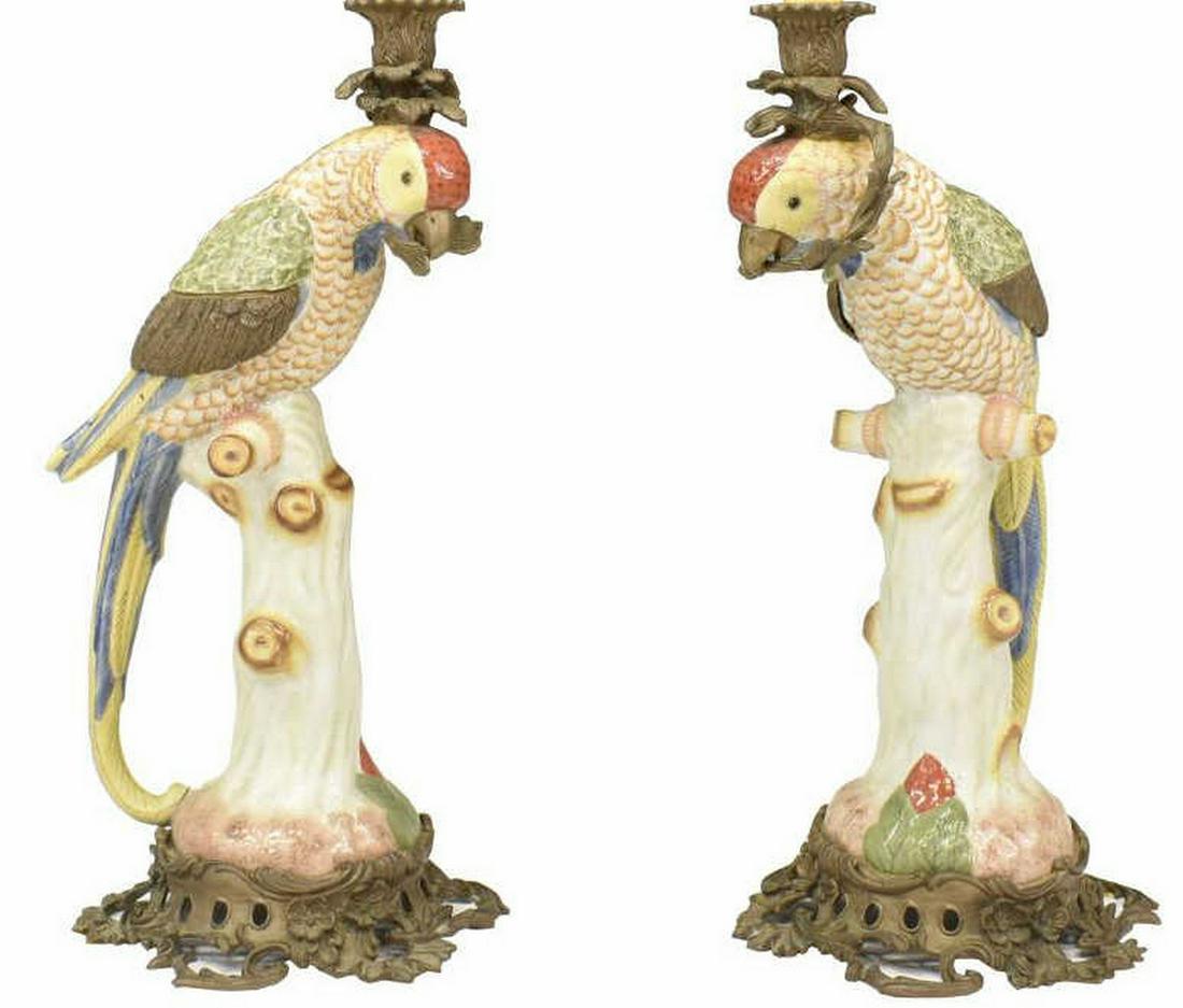 (2) CHINESE PORCELAIN & METAL PARROT TABLE LAMPS (1 of 4)