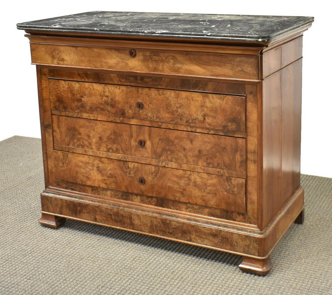 FRENCH LOUIS PHILIPPE MARBLE-TOP BUREAU COMMODE (1 of 5)