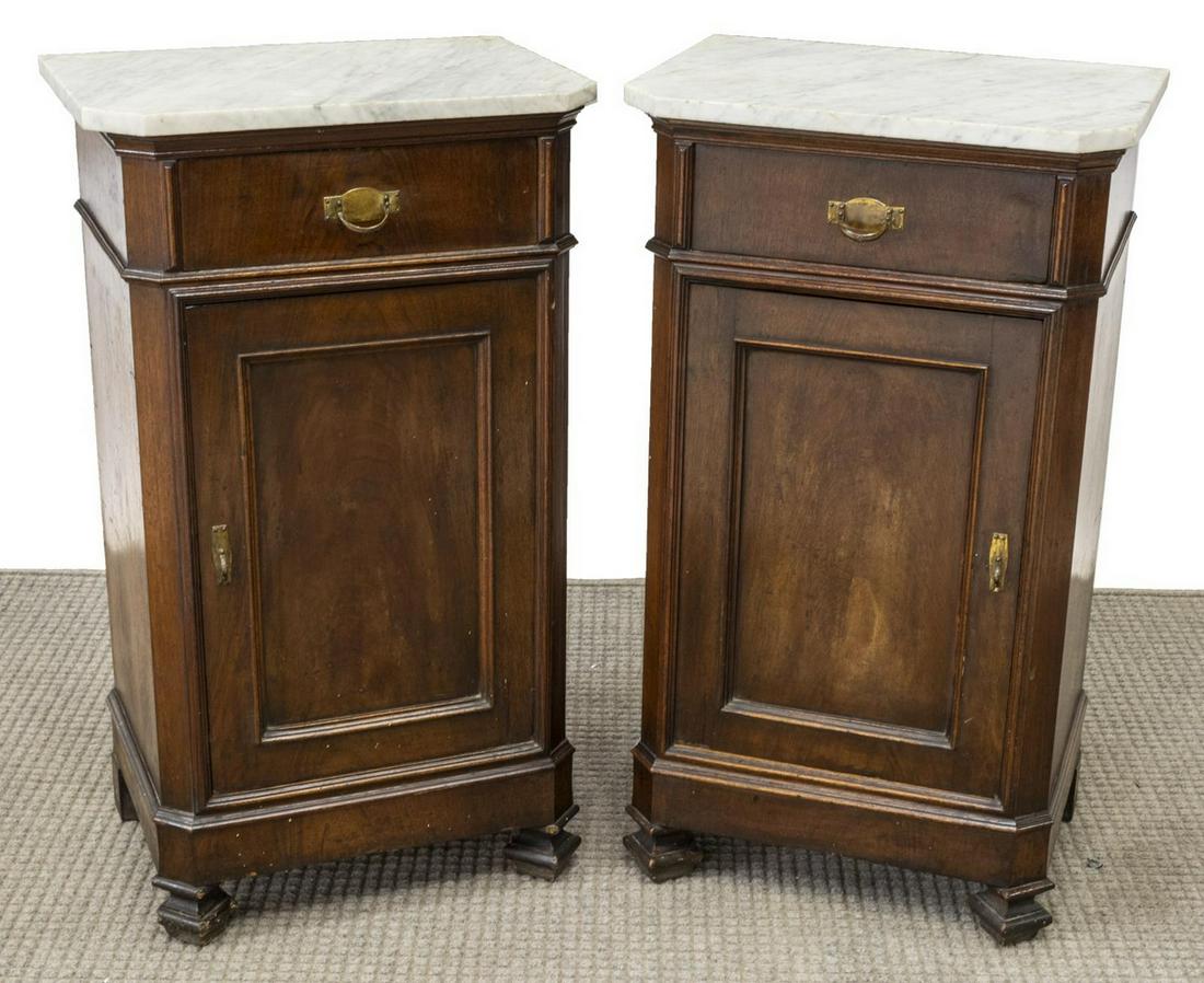 (2) LOUIS PHILIPPE MARBLE-TOP BEDSIDE CABINETS (1 of 4)