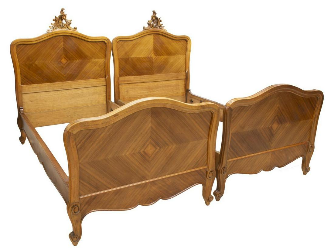 (2) FRENCH LOUIS XV STYLE WALNUT BEDS (1 of 2)