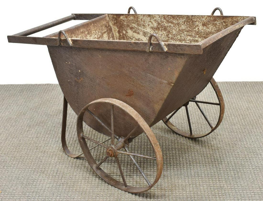 PRIMITIVE EUROPEAN PATINATED IRON COAL CART (1 of 4)