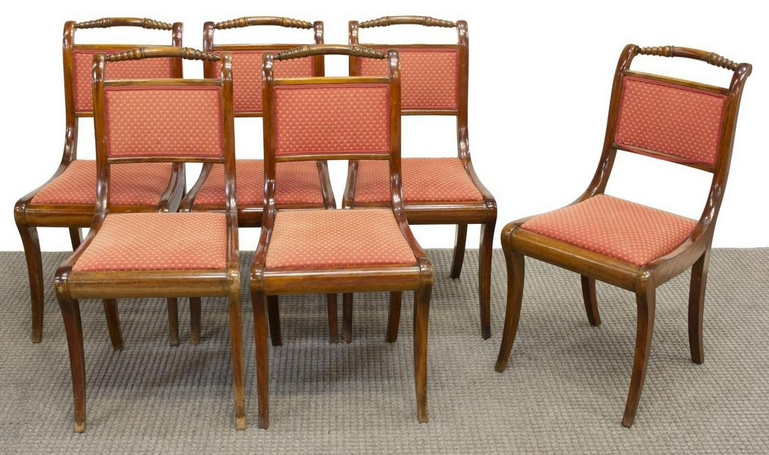 (6) ENGLISH REGENCY STYLE MAHOGANY SIDE CHAIRS (1 of 2)