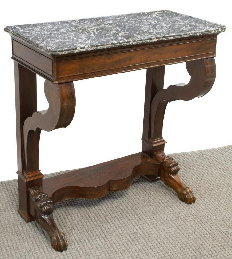 FRENCH EMPIRE STYLE MARBLE-TOP MAHOGANY CONSOLE (1 of 4)