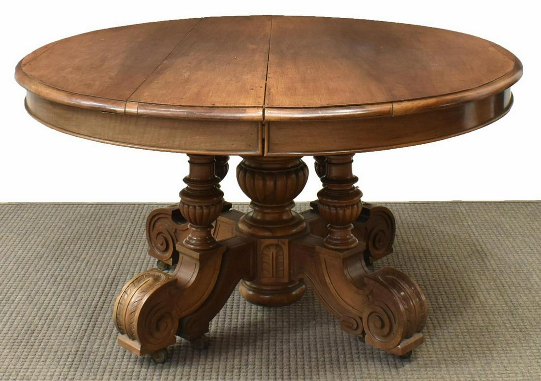 FRENCH HENRI II STYLE WALNUT DINING TABLE (1 of 4)