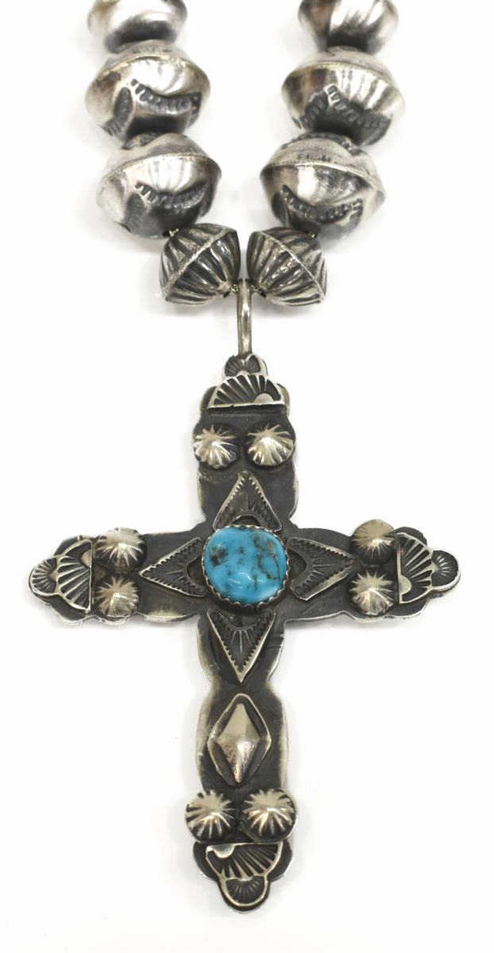 SOUTHWEST SILVER CROSS PENDANT NECKLACE (1 of 4)