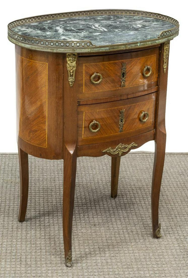 FRENCH LOUIS XVI STYLE MARBLE-TOP OVAL SIDE TABLE (1 of 5)