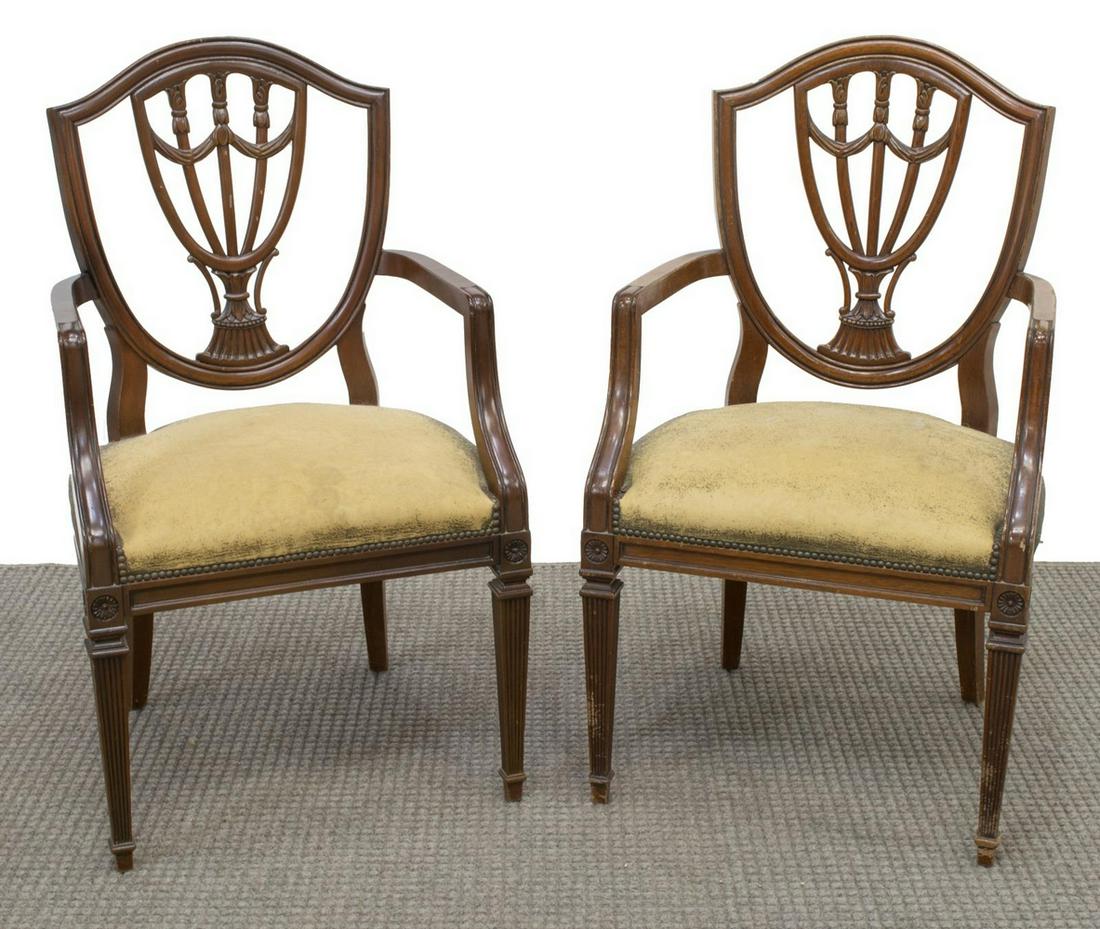 (2) HEPPLEWHITE STYLE SHIELD BACK ARMCHAIRS (1 of 2)