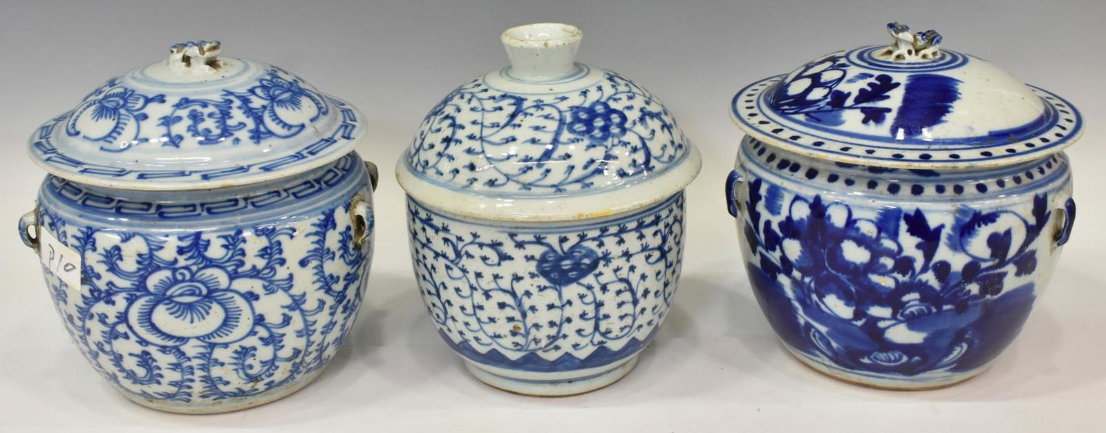 (3) CHINESE BLUE & WHITE PORCELAIN LIDDED JARS (1 of 5)