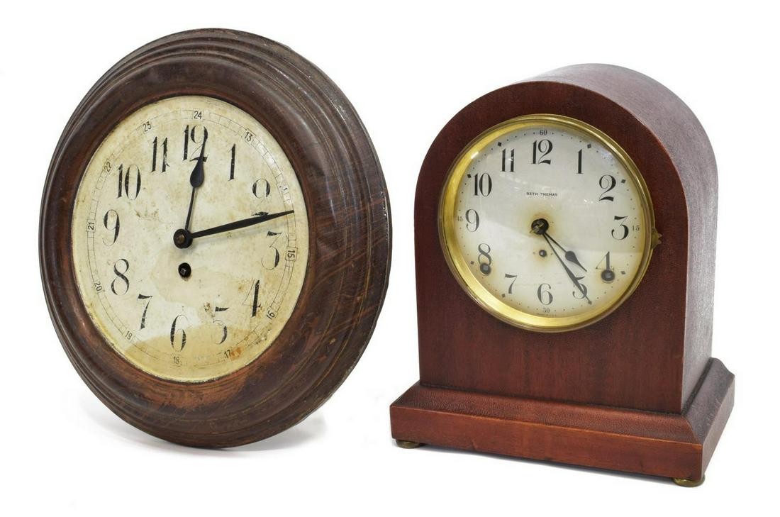 (2) SETH THOMAS SHELF & PRESSED METAL WALL CLOCKS (1 of 8)