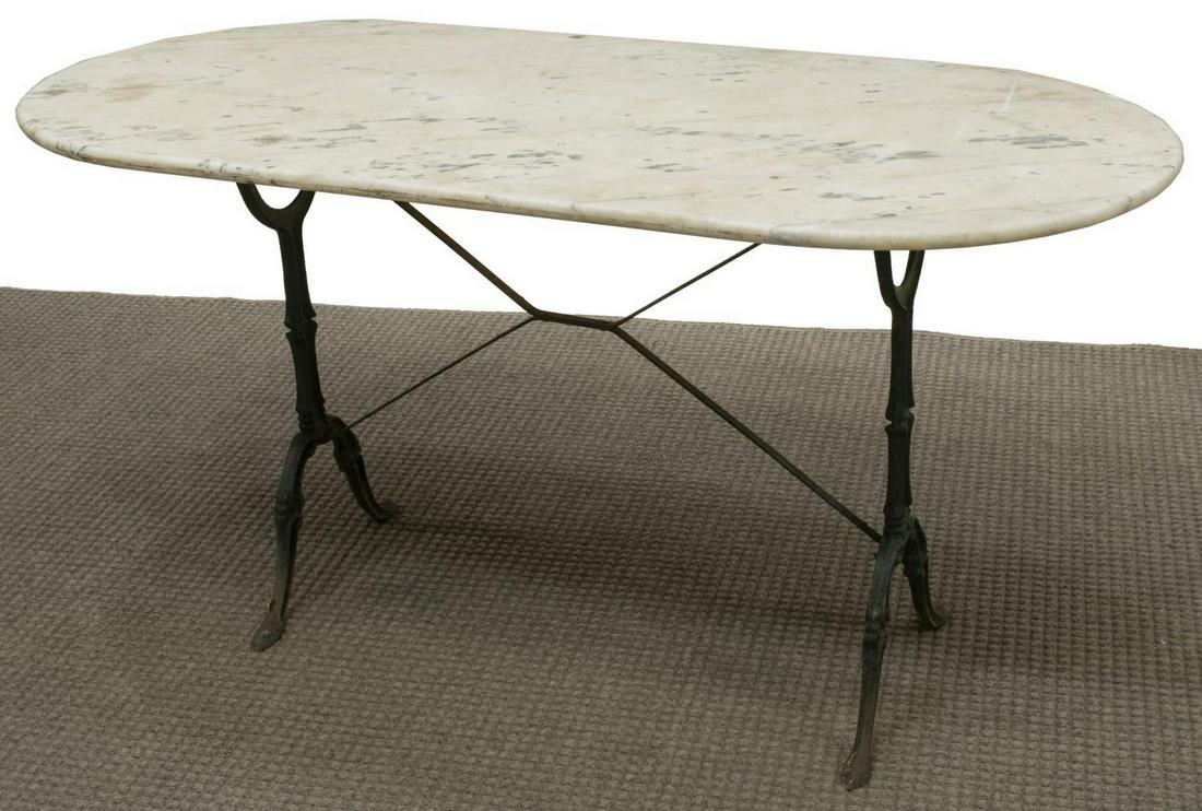 FRENCH PARISIAN MARBLE-TOP CAST IRON BISTRO TABLE (1 of 3)