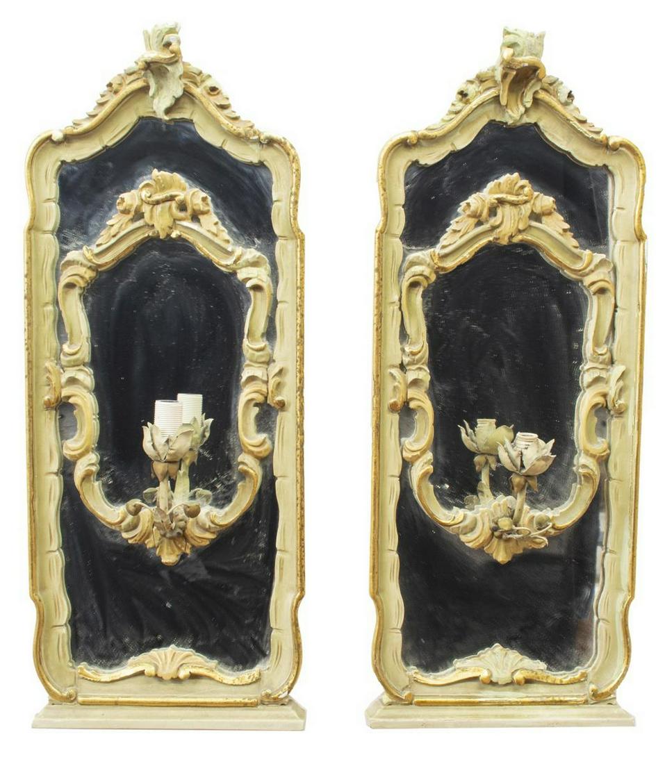(2) VENETIAN PARCEL GILT MIRRORED WALL SCONCES (1 of 3)