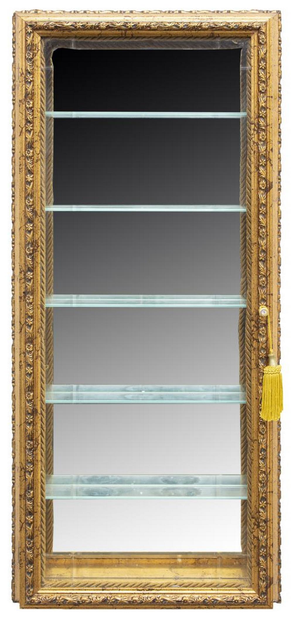PARCEL GILT HANGING WALL VITRINE DISPLAY CABINET (1 of 4)